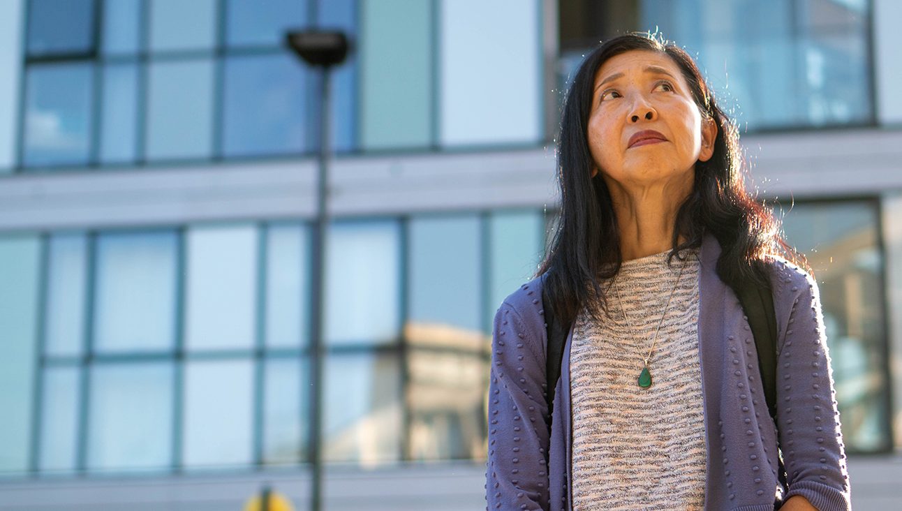 An Asian woman on the stress with a serious expression
