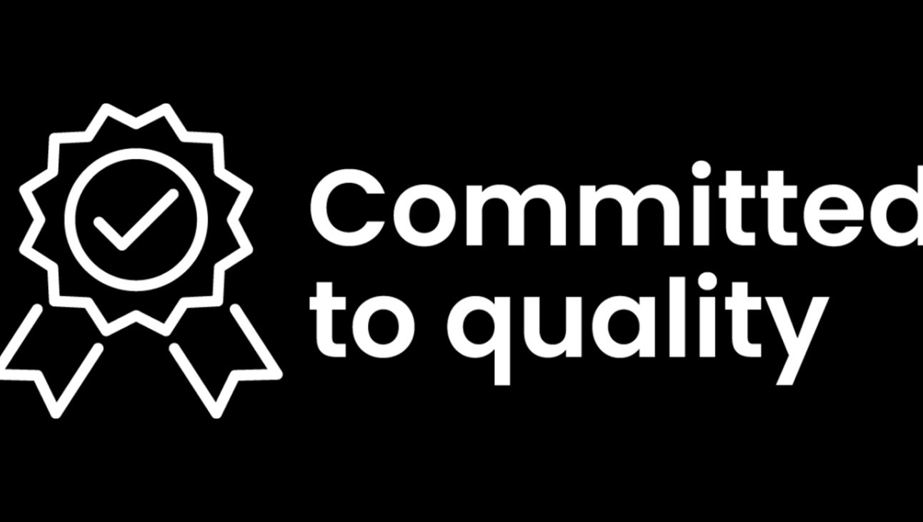 A banner that reads Committed to quality